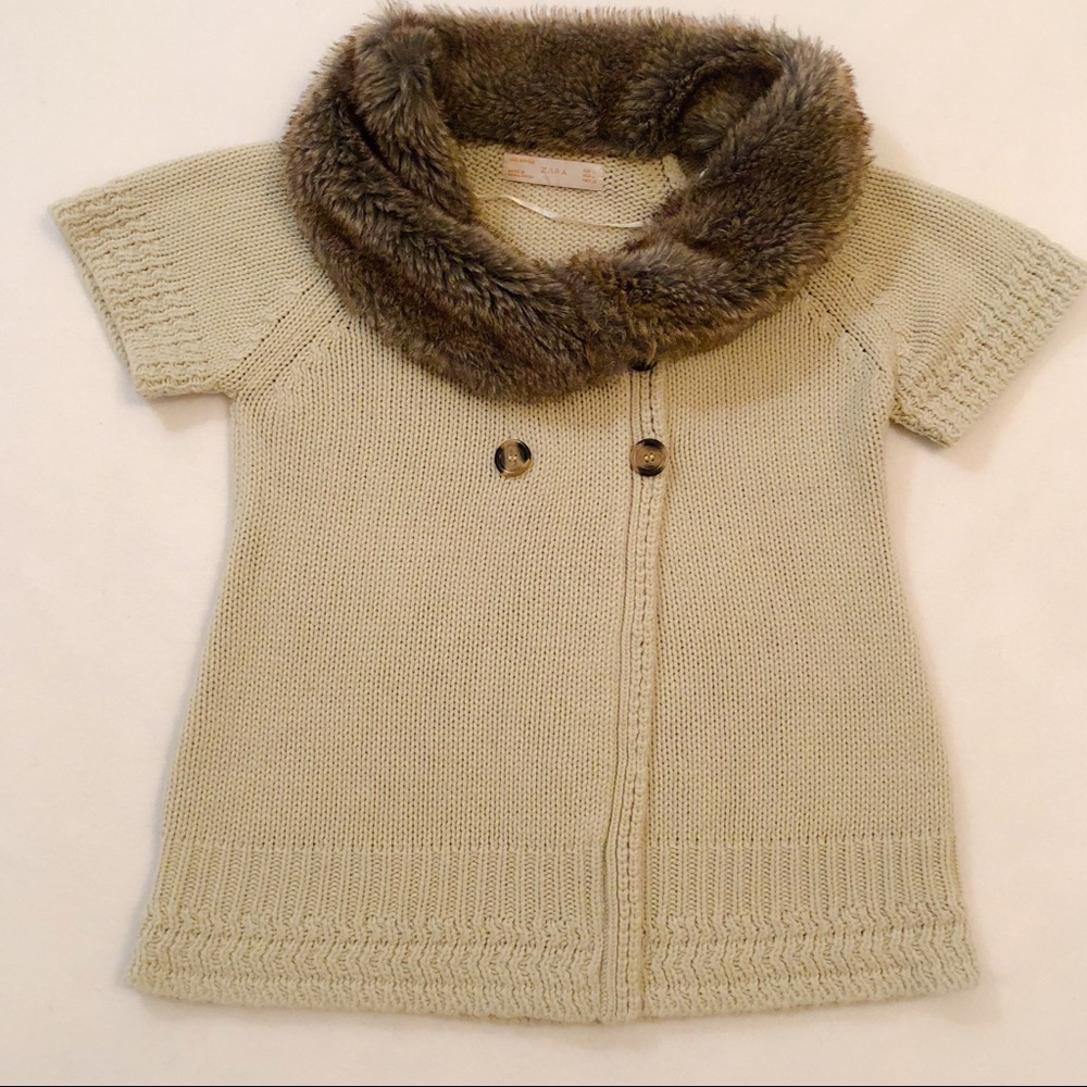 Zara Fur Collar Cardigan Sweater Large